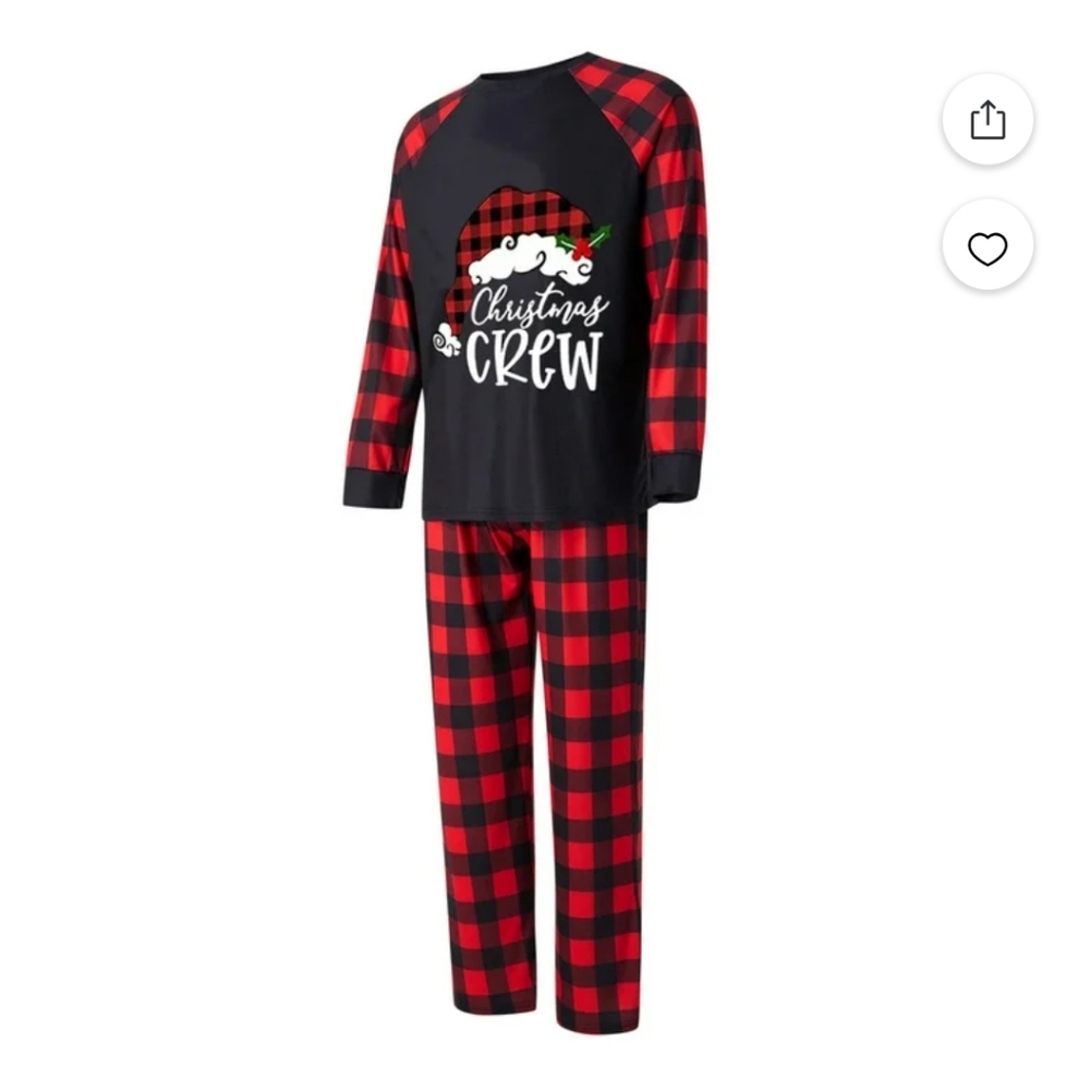 NWT Womens Christmas Crew Pajamas - Red and Black Plaid